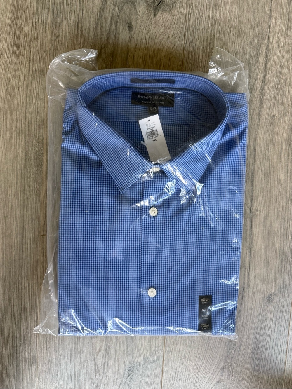 NWT Republic Slim Fit Blue Micro-Check Dress Shirt